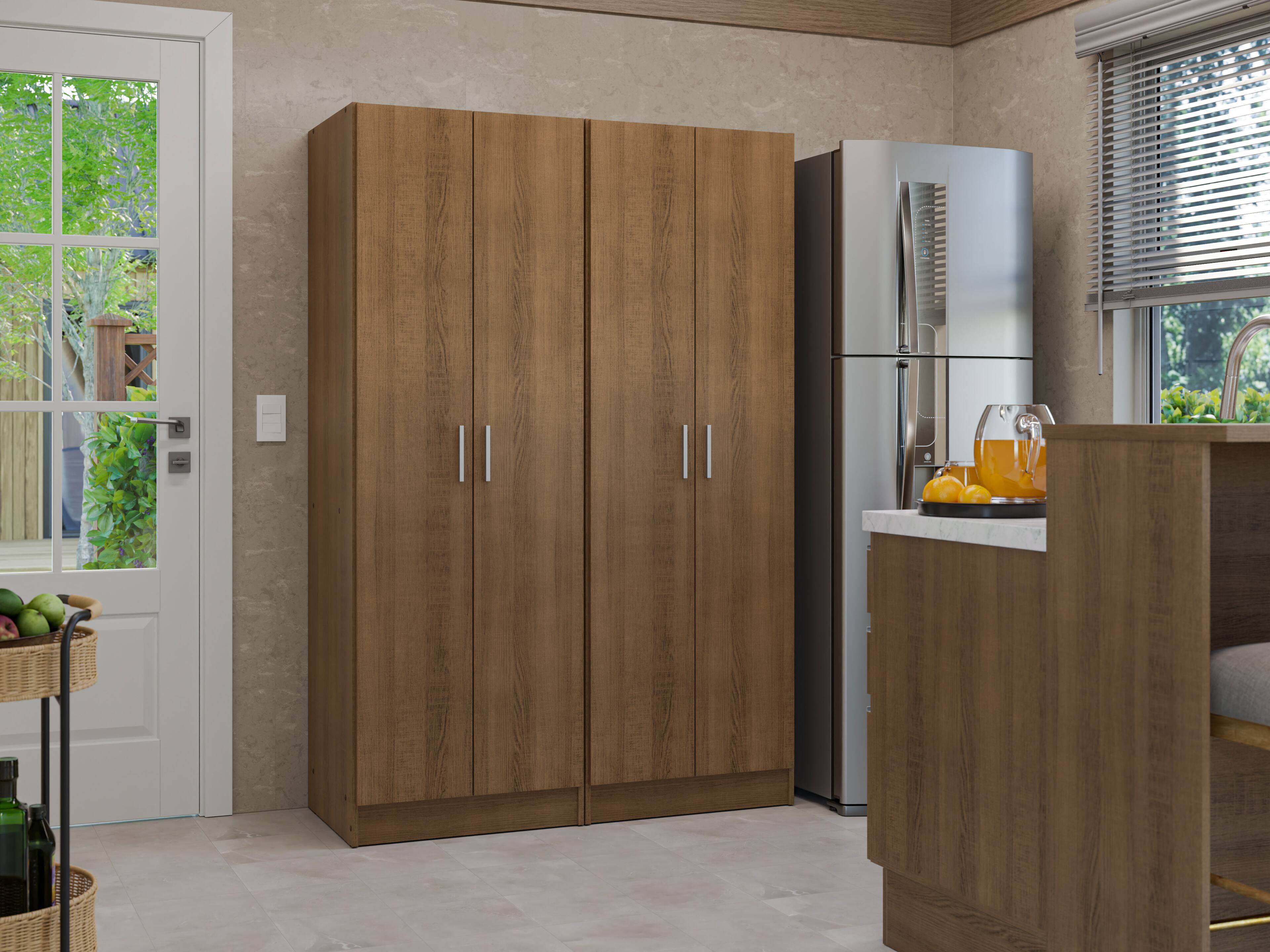 Alt View 5. Madesa - Madesa Kitchen Pantry Set Storage Cabinet 4 Doors 8 Utility Shelves 47"L Organization Unit for Kitchen - Rustic - Brown.