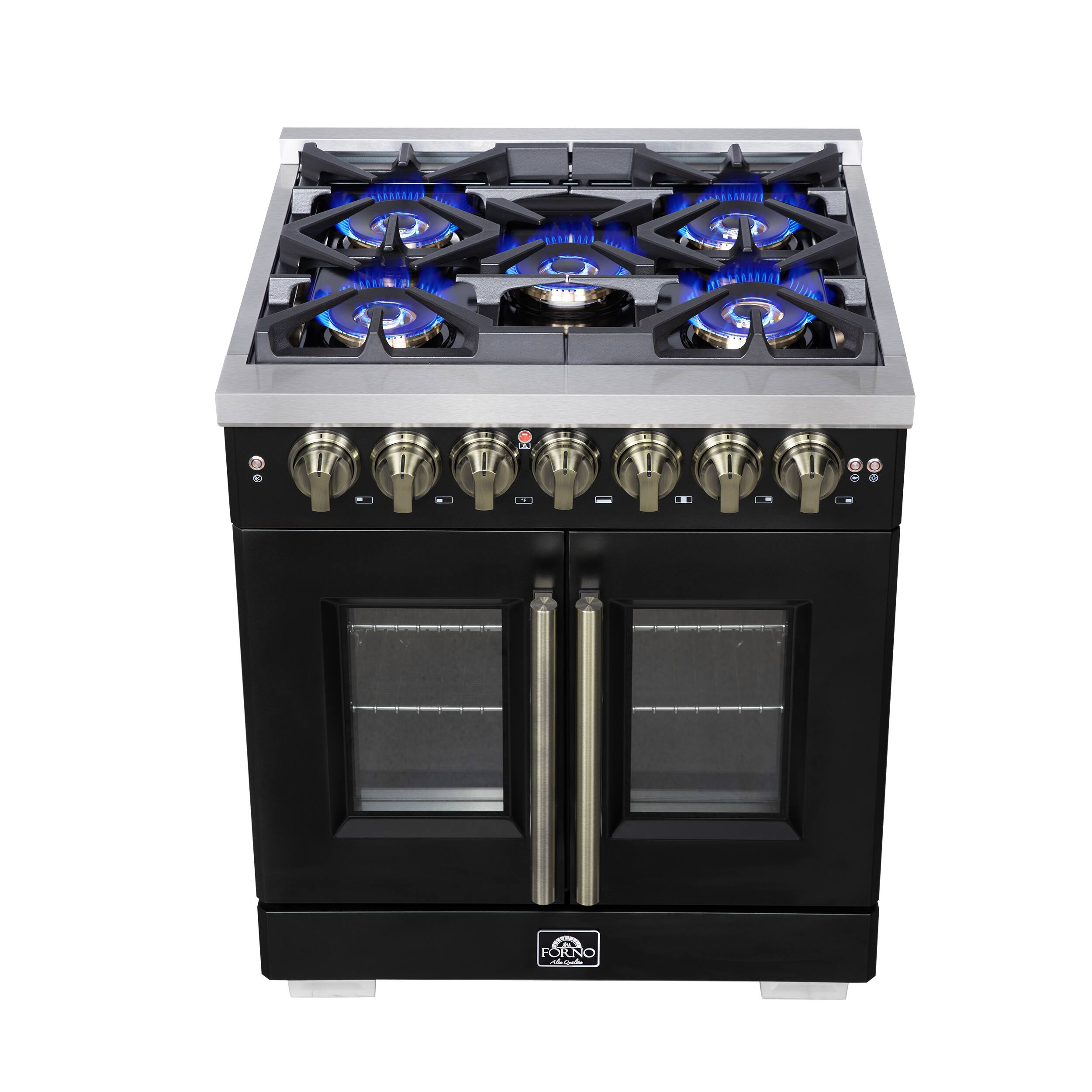 Alt View 5. Forno Appliances - Capriasca 4.32 Cu. Ft. Dual Fuel Range with French Door Design - Black.