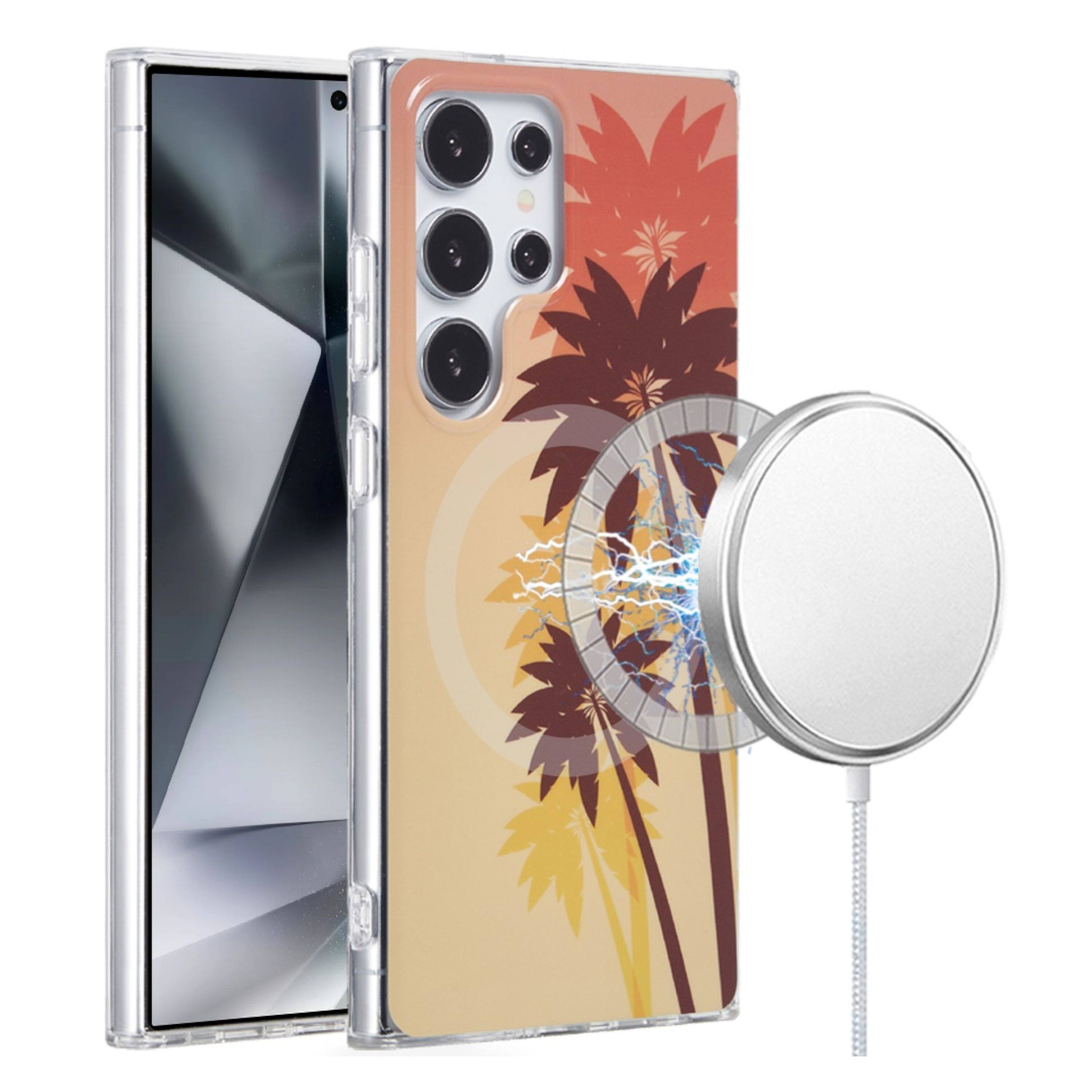 Angle. Kitcheniva - Coconut Palm Dual Layer TPU In Mold Design Magnetic Circle Phone Case For Samsung Galaxy S24 Ultra - Multicolor.