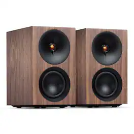Cambridge Audio - L/R S Ultra Compact Wireless Active Stereo Speakers - Pair - Walnut