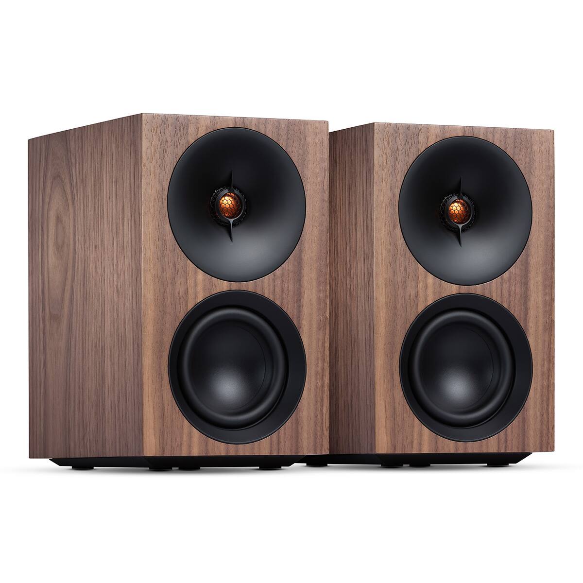 Front. Cambridge Audio - Cambridge Audio L/R S Ultra Compact Wireless Active Stereo Speakers - Pair - Walnut.