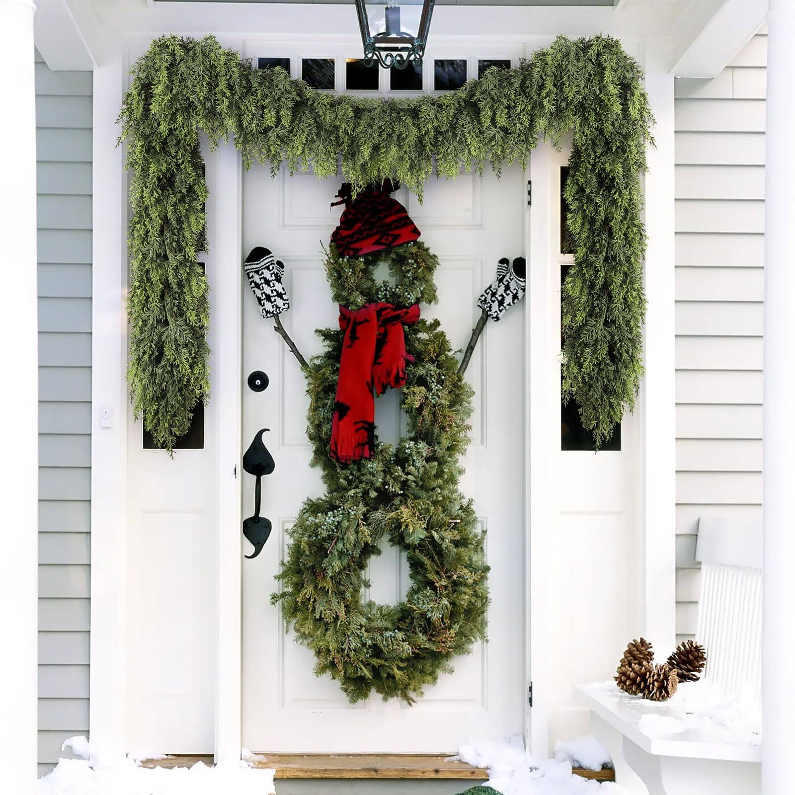 Alt View 3. Refined Abode Design - Cedar Christmas Garland Lights Mantle Decorations Realistic Lighted Faux Pine Garlands Xmas Home Decoration - MULTI.