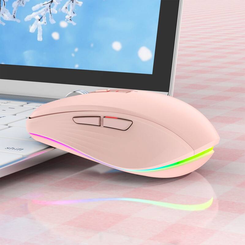 Alt View 2. SKRAN - Wireless 2.4G Bluetooth Dual-Mode Mouse - Minimalist, Easy-to-Use, Ergonomic for Office/Game/Study - Pink.