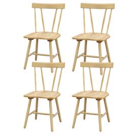 Gymax - Set of 4 Dining Chairs Windsor Chairs Wood Armless Chairs w/ Solid Rubber Wood - Nature