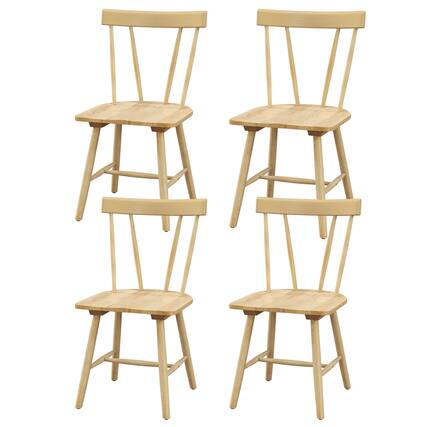 Front. Gymax - Gymax Set of 4 Dining Chairs Windsor Chairs Wood Armless Chairs w/ Solid Rubber Wood - Nature.