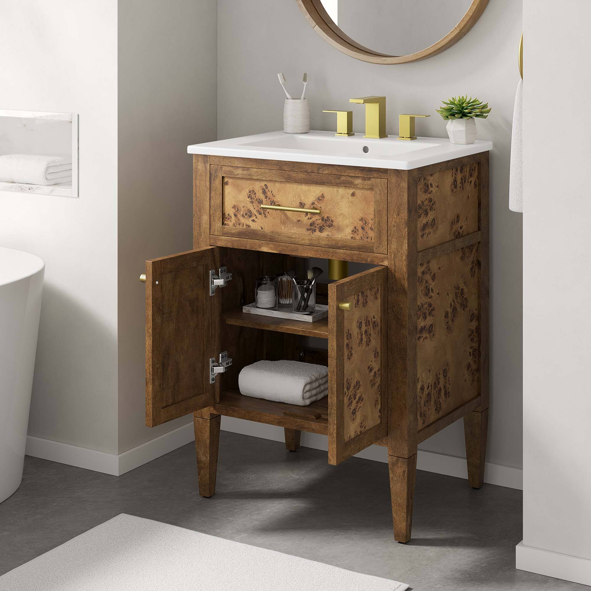 Alt View 1. Modway - Elysian Bathroom Vanity Basin Included by Modway - White Brown.