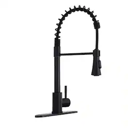 Black Single Handle Pull Down Sprayer Kitchen Faucet with Spring Design