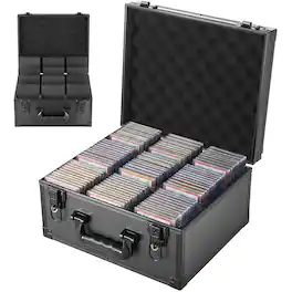 VEVOR - Graded Card Case 3 Row 180 PSA Slab Storage Box with Mechanical Lock, Baseball Sports Trading Cards Holder Collector - Black
