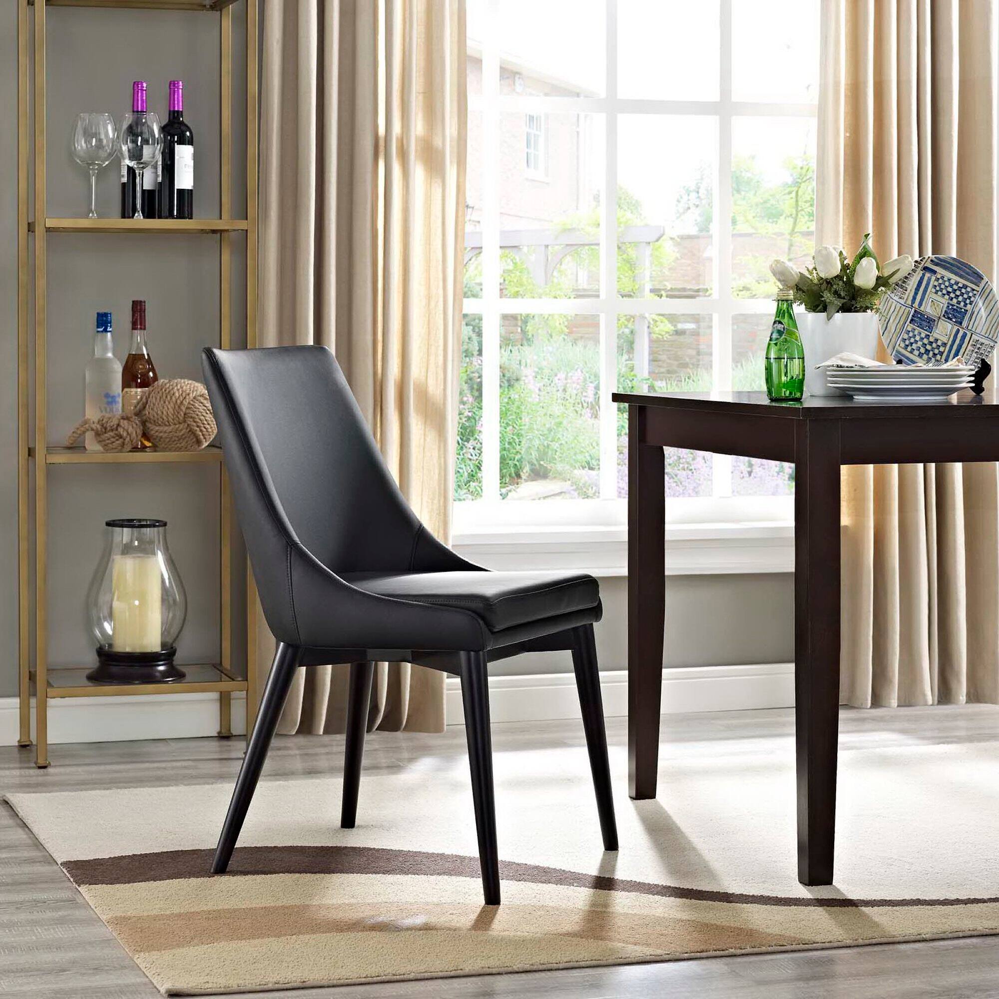 Back. Modway - Viscount Vegan Leather Dining Chair by Modway - Black.