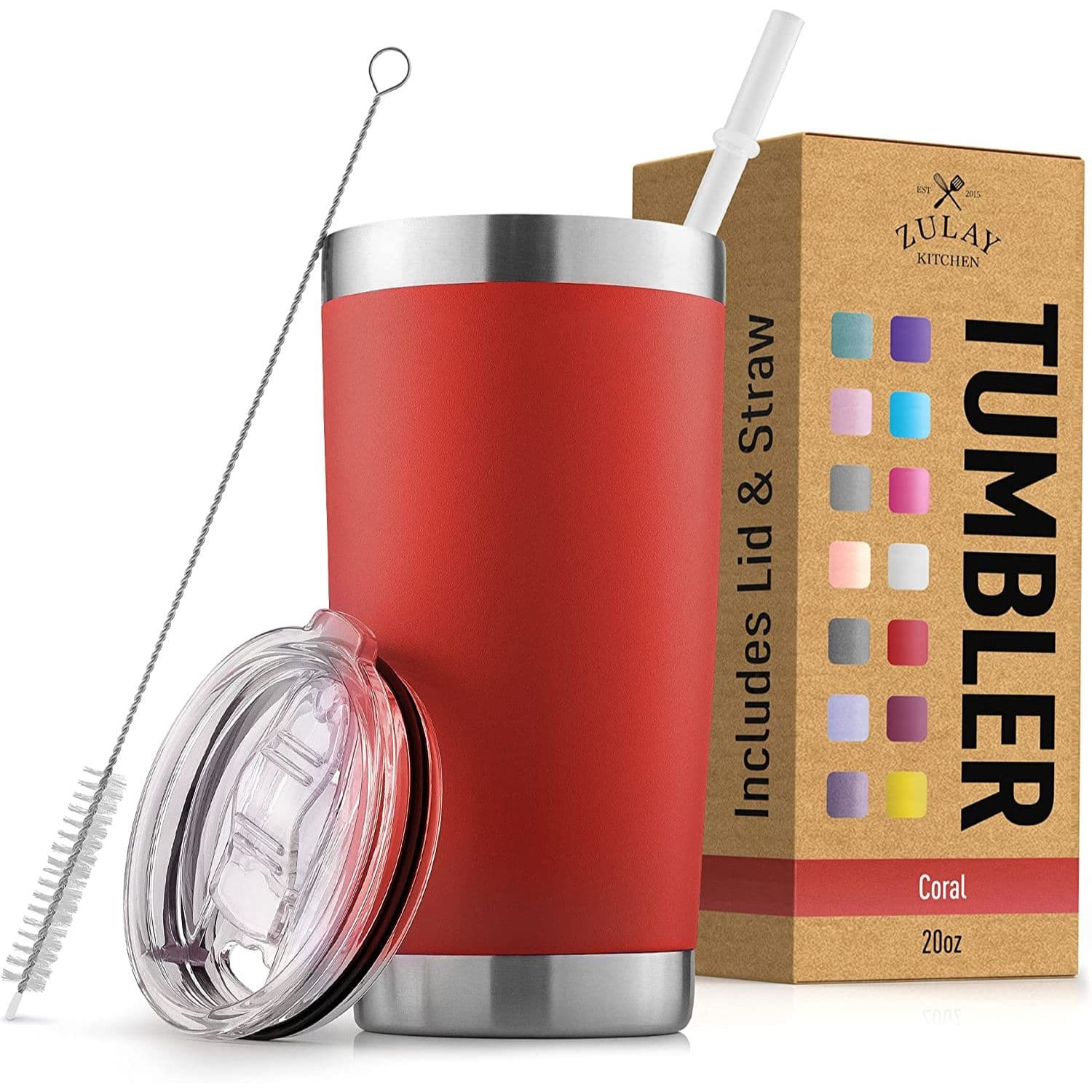 ZULAY KITCHEN  
TUMBLER  
Includes Lid & Straw  
Coral  
20oz