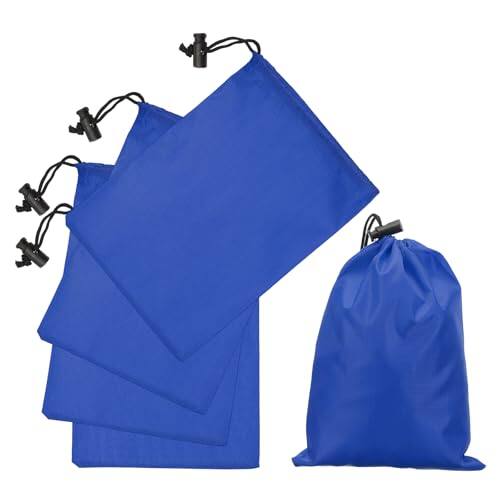 Front. Vulpecula Spade - 5Pcs 210D Polyester Drawstring Bag with Toggle, 6 x 8 Inch Waterproof Travel Storage Bag Foldable Stuff Sack Cinch Sack - Dark Blue.