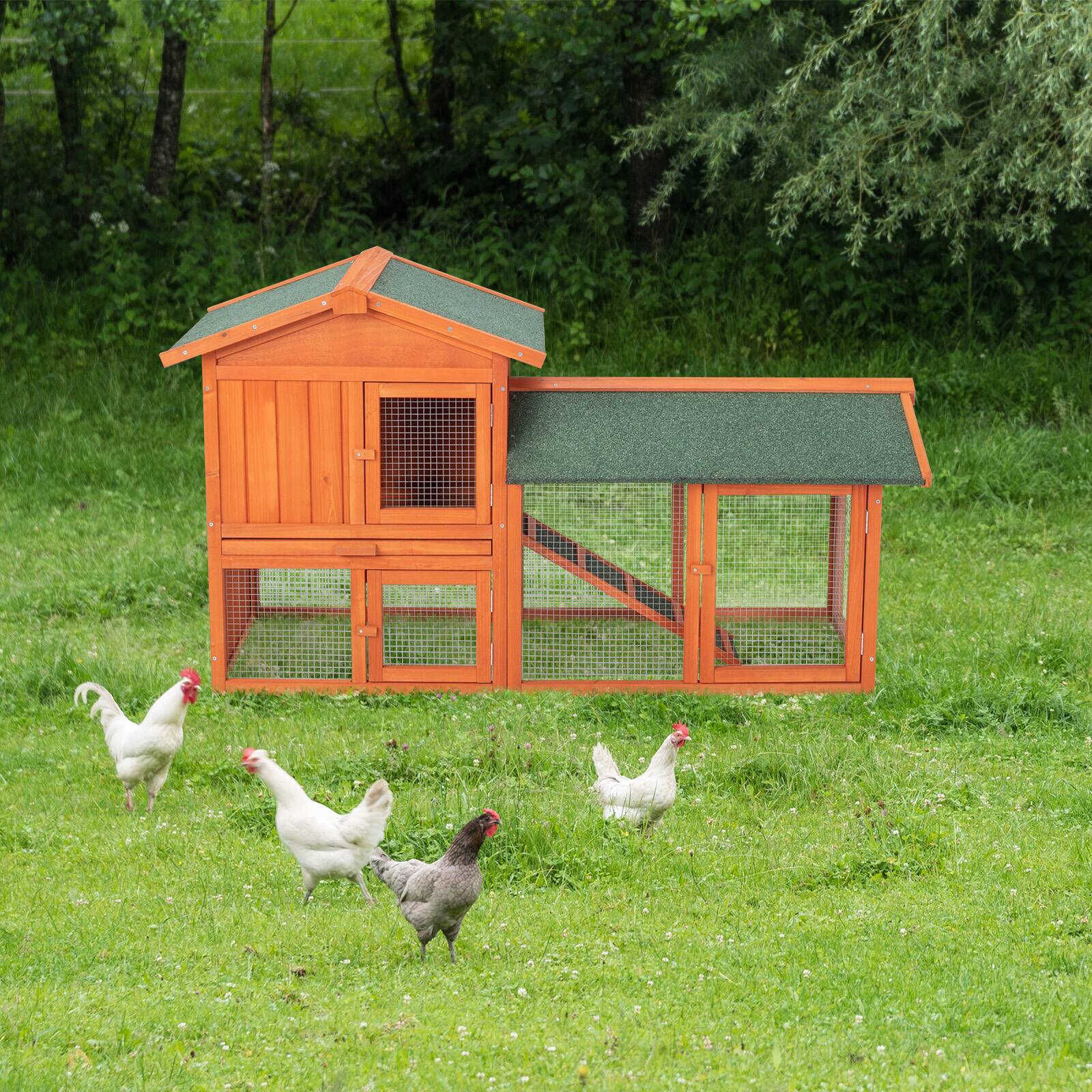 Alt View 7. Winado - 61in Wooden Rabbit Hutch Chicken Coop Small Pet House Bunny Cage with Ramp Run.