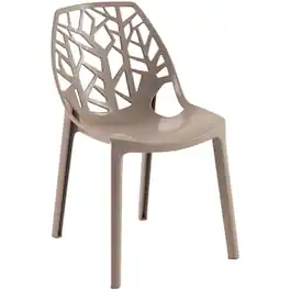 LeisureMod - Cornelia Modern Stackable Accent Dining Chair with Cut Out Backrest Design for Dining Rooms or Patios - Solid Taupe