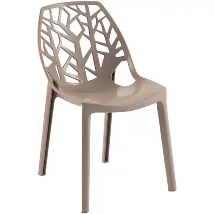 Front. LeisureMod - Cornelia Modern Stackable Accent Dining Chair with Cut Out Backrest Design for Dining Rooms or Patios - Solid Taupe.