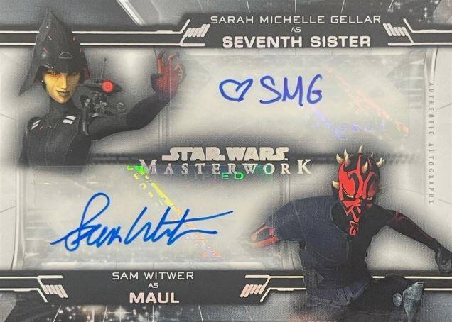 SARAH MICHELLE GELLAR AS SEVENTH SISTER  
SMG  
STAR WARS MASTERWORK ED  
SAM WITWER AS MAUL  
AUTHENTIC AUTOGRAPHS