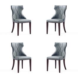 Manhattan Comfort - Reine Traditional Wood Upholstered Dining Chair - Set of 4 - Gray