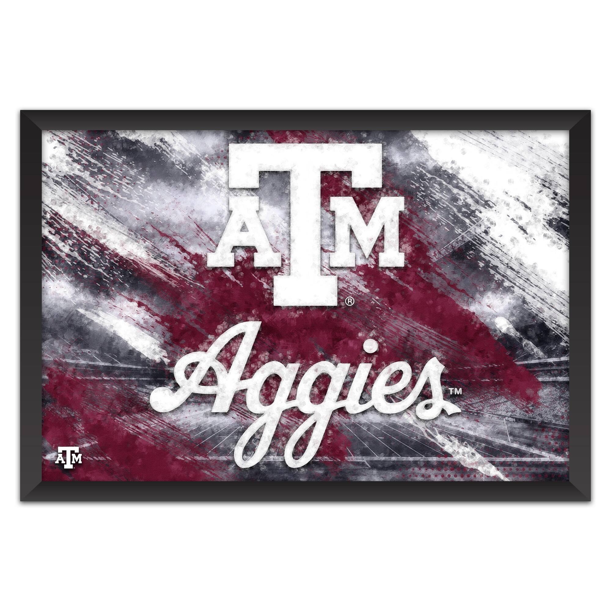 Texas A&M Aggies 14" x 20" Brush Stroke Logo Framed Art Print