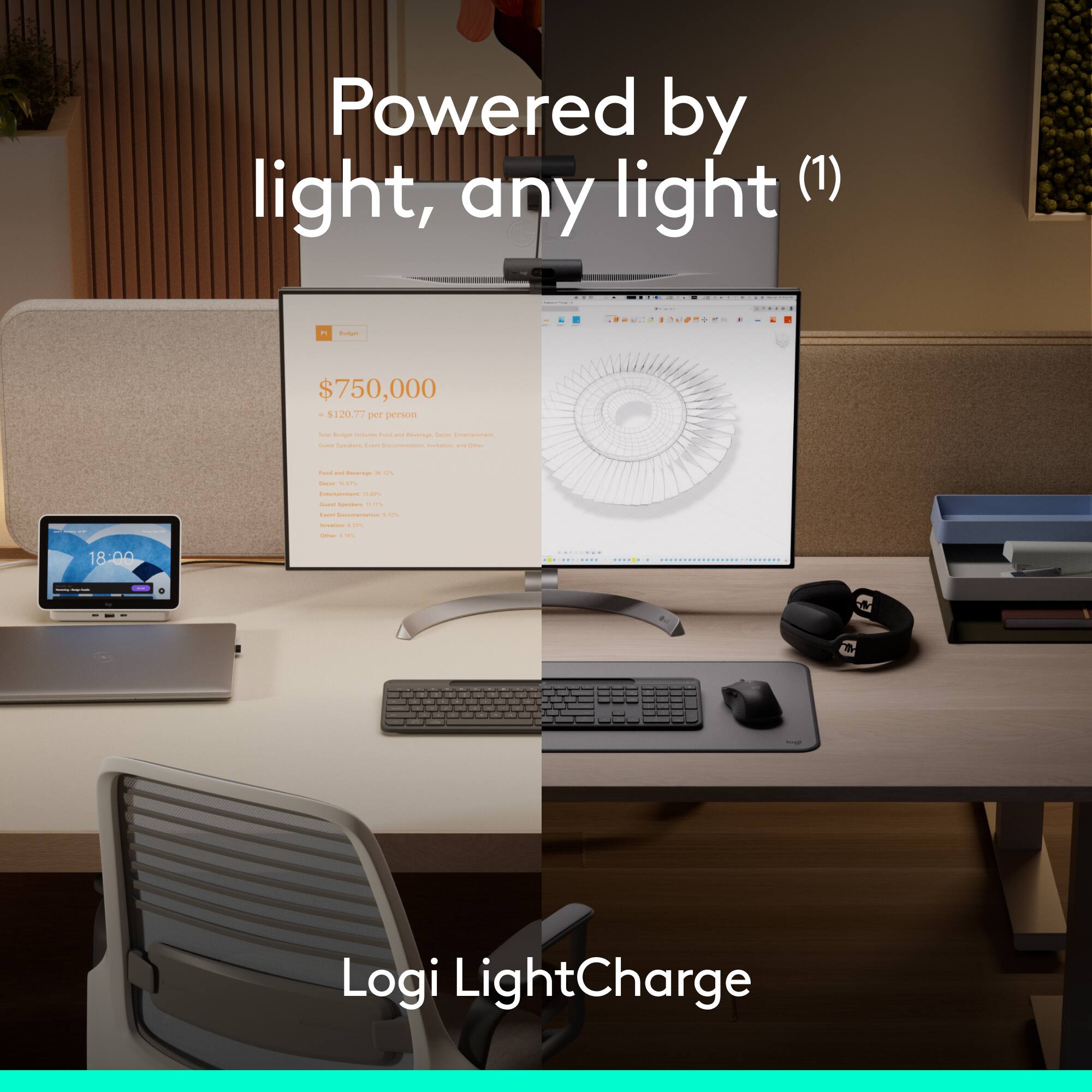 Powered by light, any light (1)  
$750,000  
$120.77 per person  
18:00  
Logi LightCharge