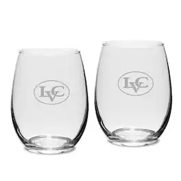 Jardine - Lebanon Valley College Team Design Two-Piece 15oz. Stemless Wine Glass Set - Multicolor