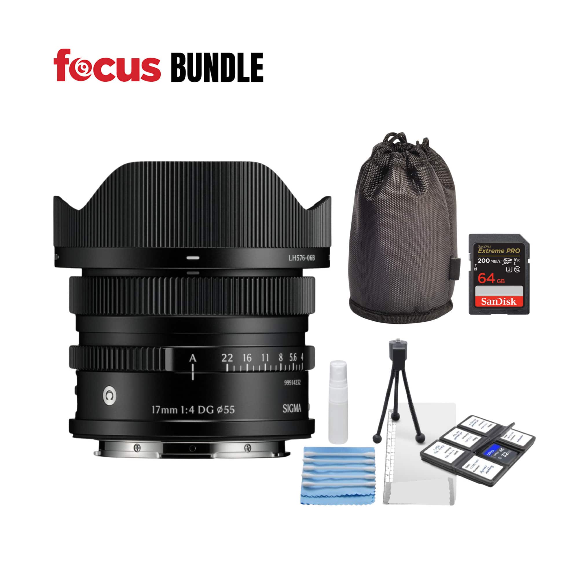 Sigma - 17mm F4 DG Full-Frame (Black) Contemporary, L Mount and Accessories Bundle