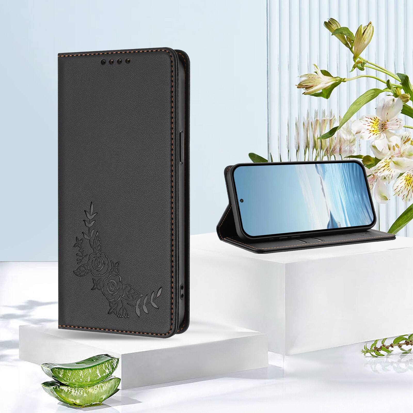 Alt View 2. Dteck - RFID Blocking Wallet Case for Samsung Galaxy A37 5G, Shockproof PU Leather Flip Kickstand Phone Cover with Card Slots - Black.