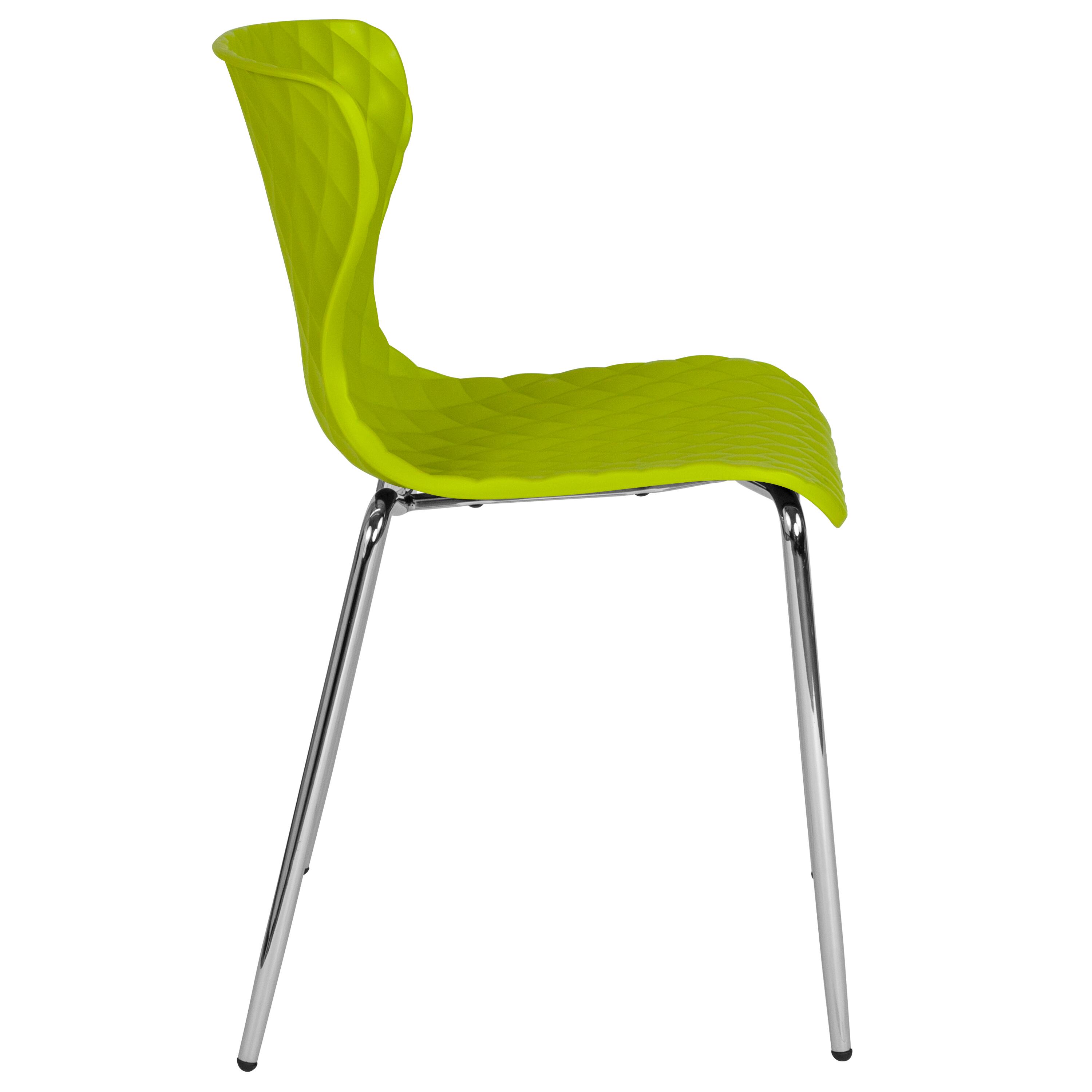Alt View 6. Emma + Oliver - Contemporary Design Accent Dining Plastic Stack Chair - Citrus Green.
