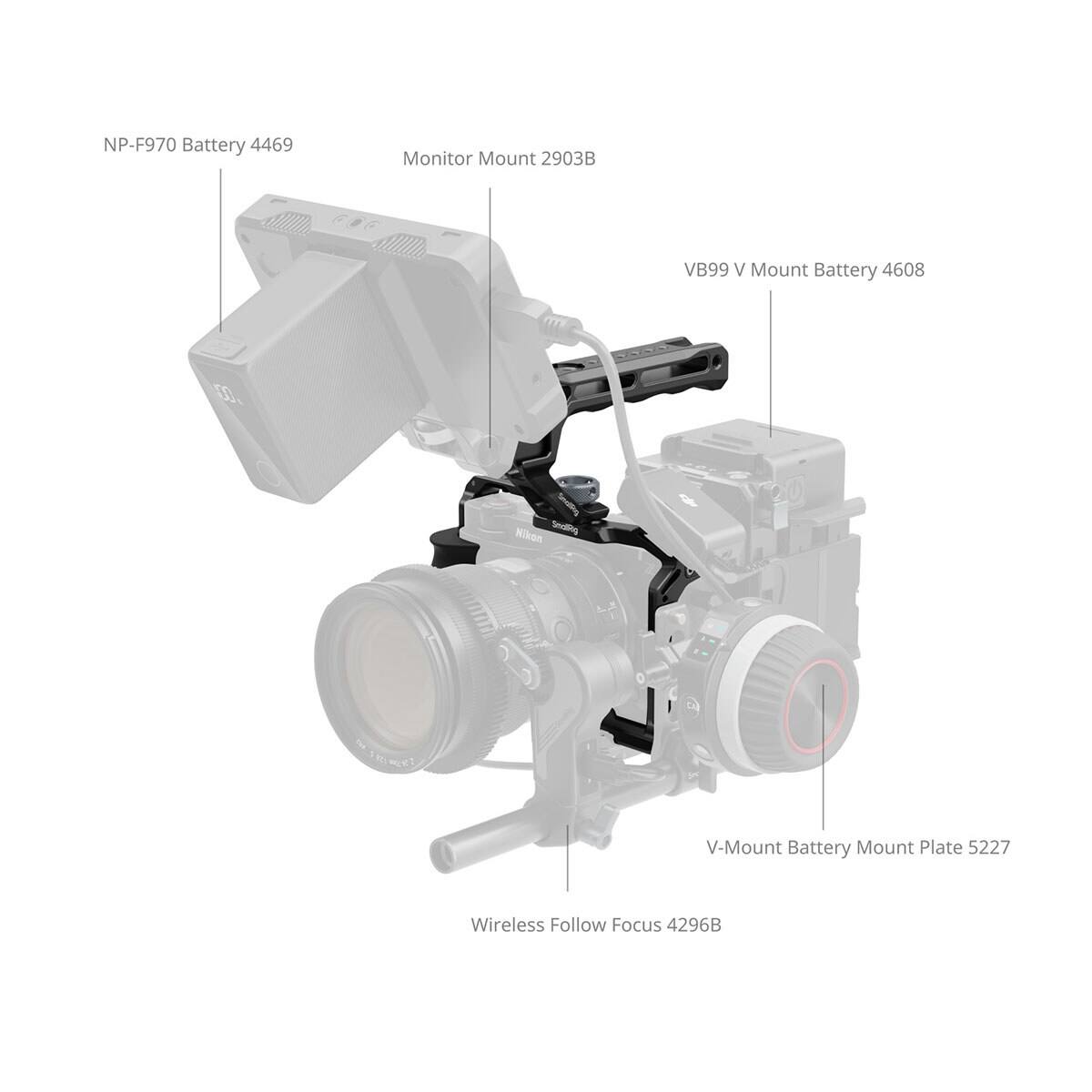NP-F970 Battery 4469  
Monitor Mount 2903B  
VB99 V Mount Battery 4608  
V-Mount Battery Mount Plate 5227  
Wireless Follow Focus 4296B