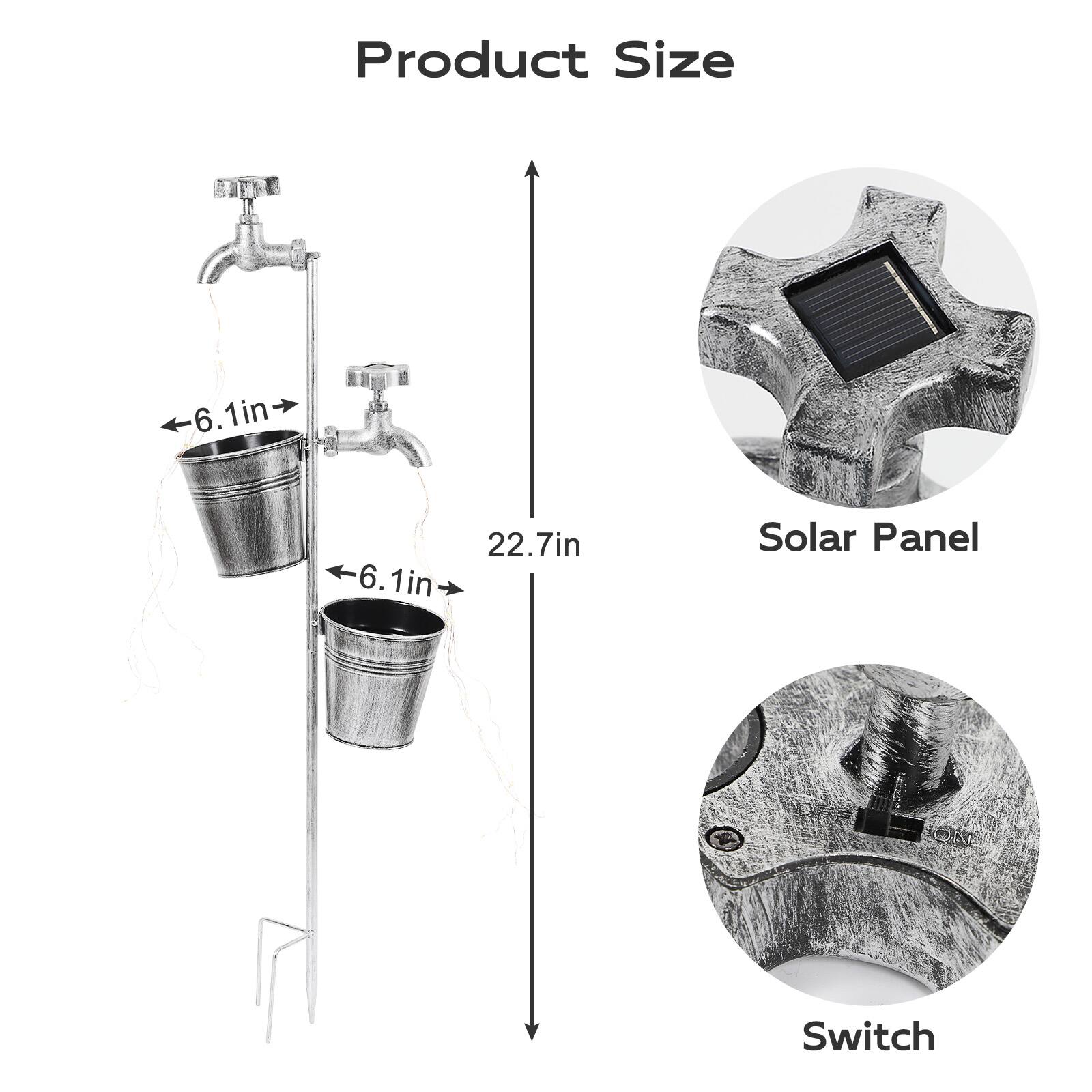 Product Size  
6.1in  
6.1in  
22.7in  
Solar Panel  
1 TOINO Switch
