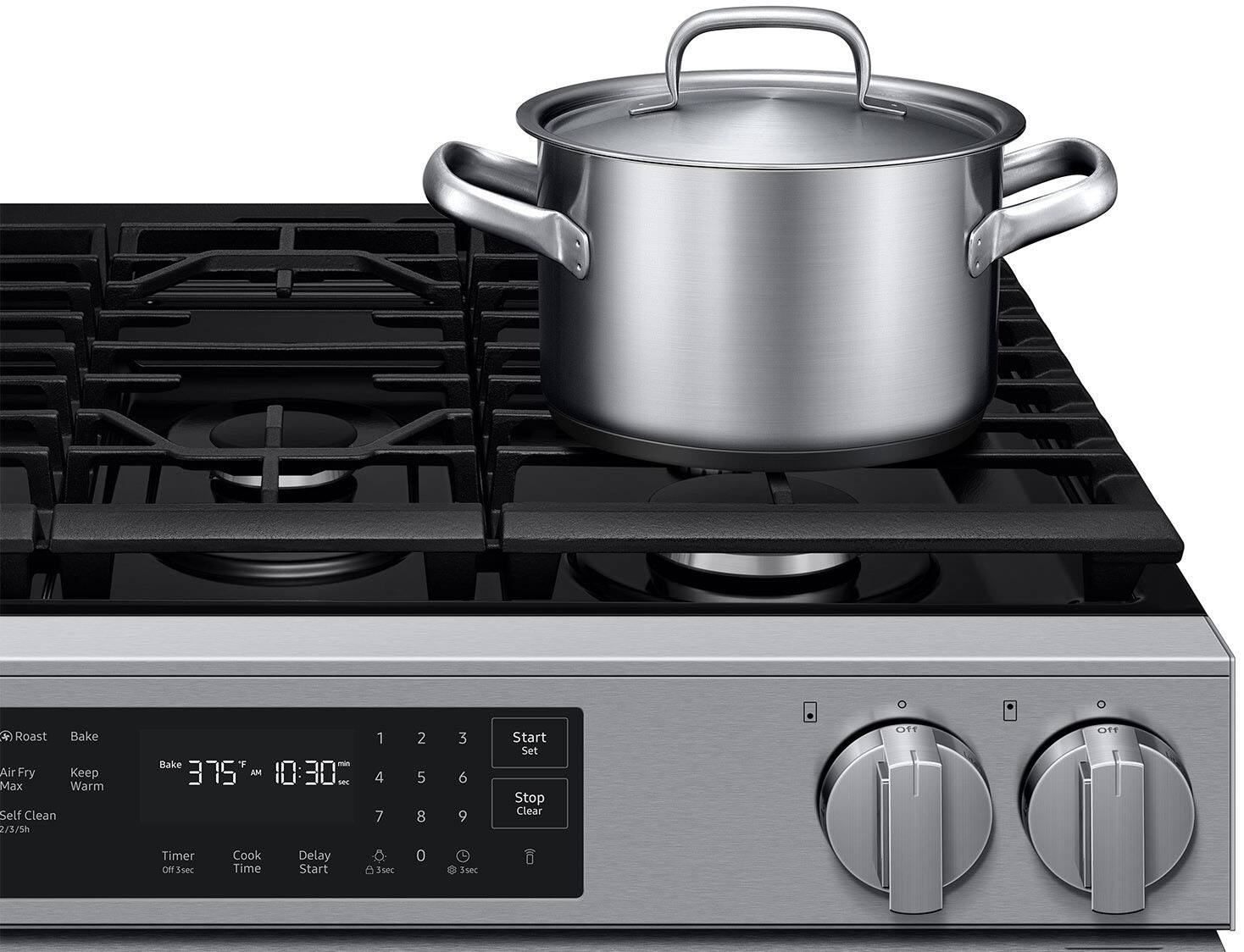 Roast  
Bake  
Air Fry  
Keep Warm  
Self Clean  
2/3/5h  
Bake 375°F  
AM 10:30  
1 2 3 4 5 6 7 8 9  
Start Set  
Stop Clear  
DT OTT Timer  
Off 3sec  
Cook Time  
Delay Start  
3sec  
0 Ssec