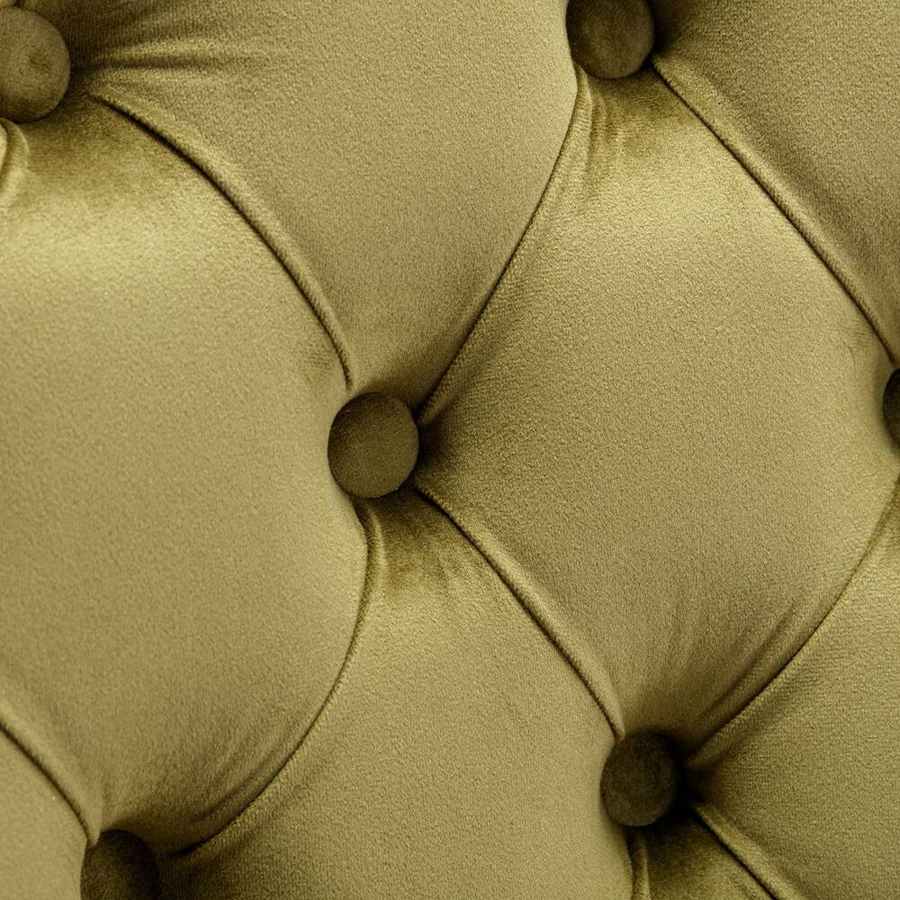 Alt View 6. Loheer - Loheer Olive Green Velvet Dining Chairs Set of 2, Tufted Upholstered High Back Chairs with Nailhead Trim - Olive Green.