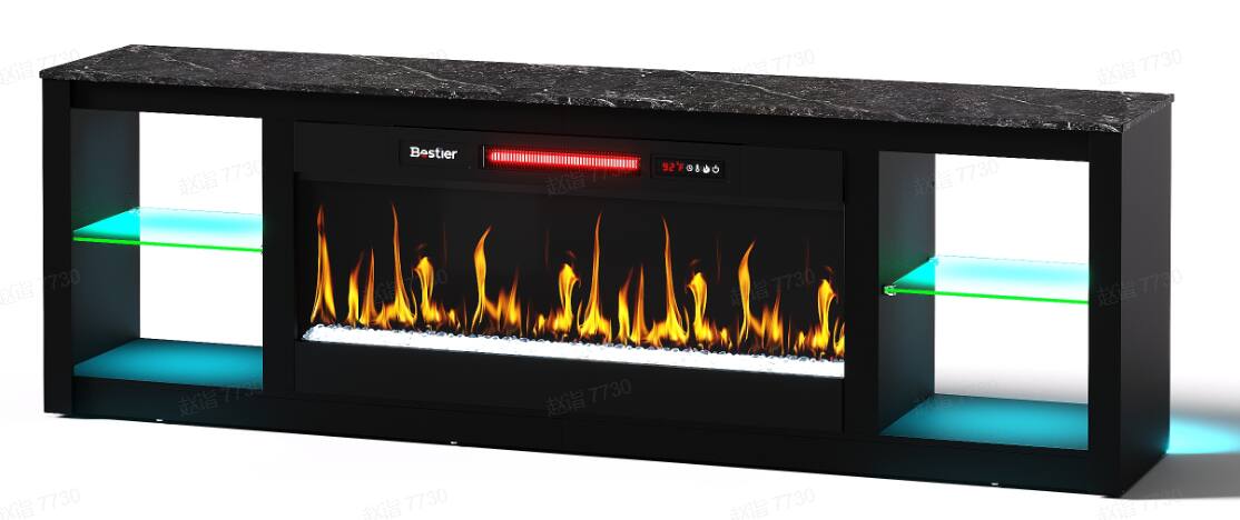 "Bestier - 70"" Marble Top Electric Fireplace TV Stand with 36"" Insert, LED Gaming Media Console with Glass Shelves for Living Room - Black Marble" price history on PriceWatchPro