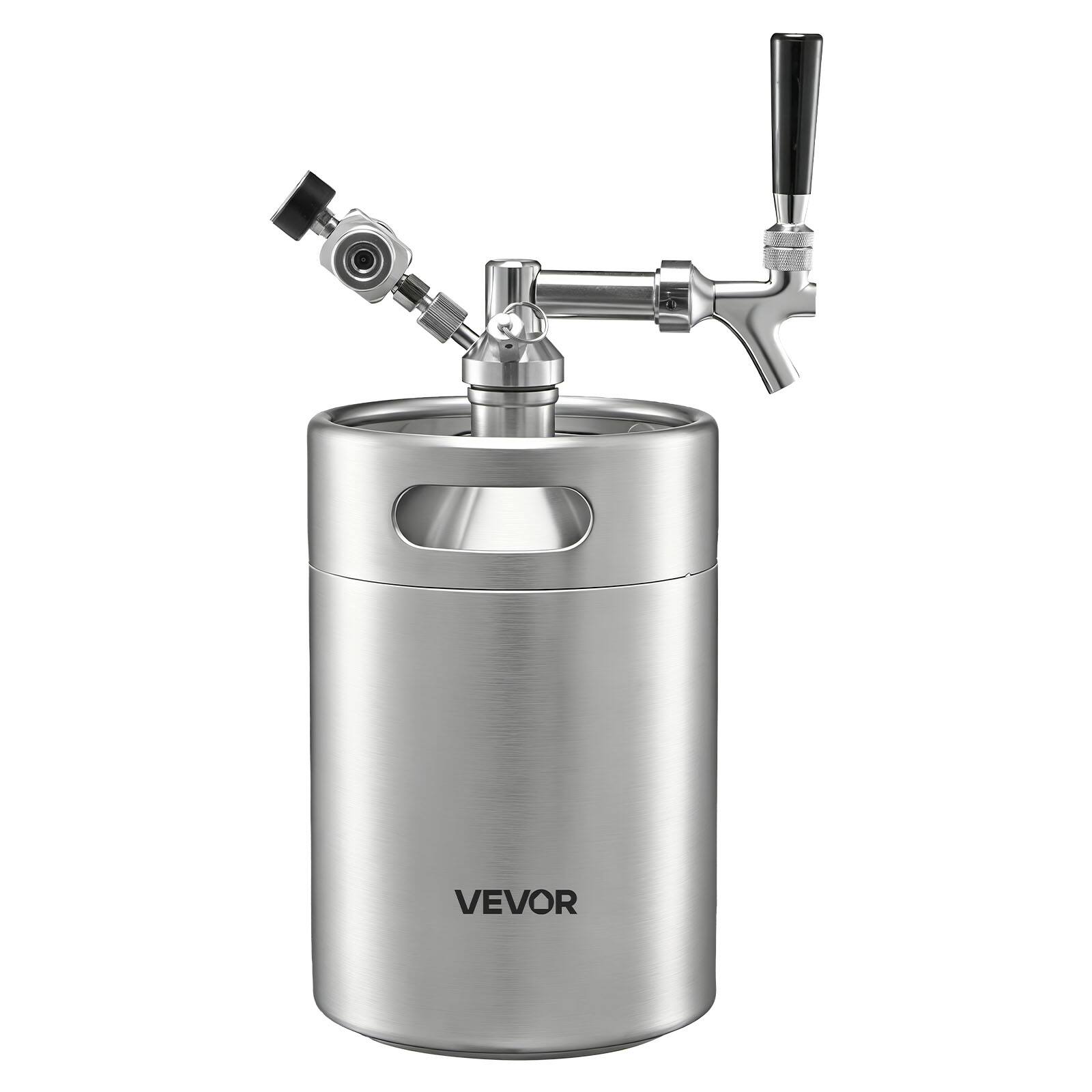 Alt View 5. VEVOR - 170oz Mini Keg, Pressurized Growler Tap System, 304 Stainless Steel Beer Kit, with Co2 Regulator, Self-Closing Faucet - Silver.