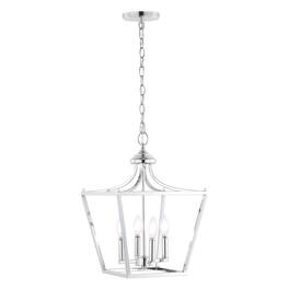 Jonathan Y - Camden 13" 4-Light Iron Classic Midcentury Pendant Lantern - Chrome