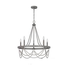 Manhattan Lane - Lony 26 Inch Chandelier with White Beaded Candelabra Design, Metal - Silver, White