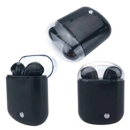 Stock Preferred - Clear Top Dual Chamber Wireless Bluetooth Earphones with Charging Box - Black