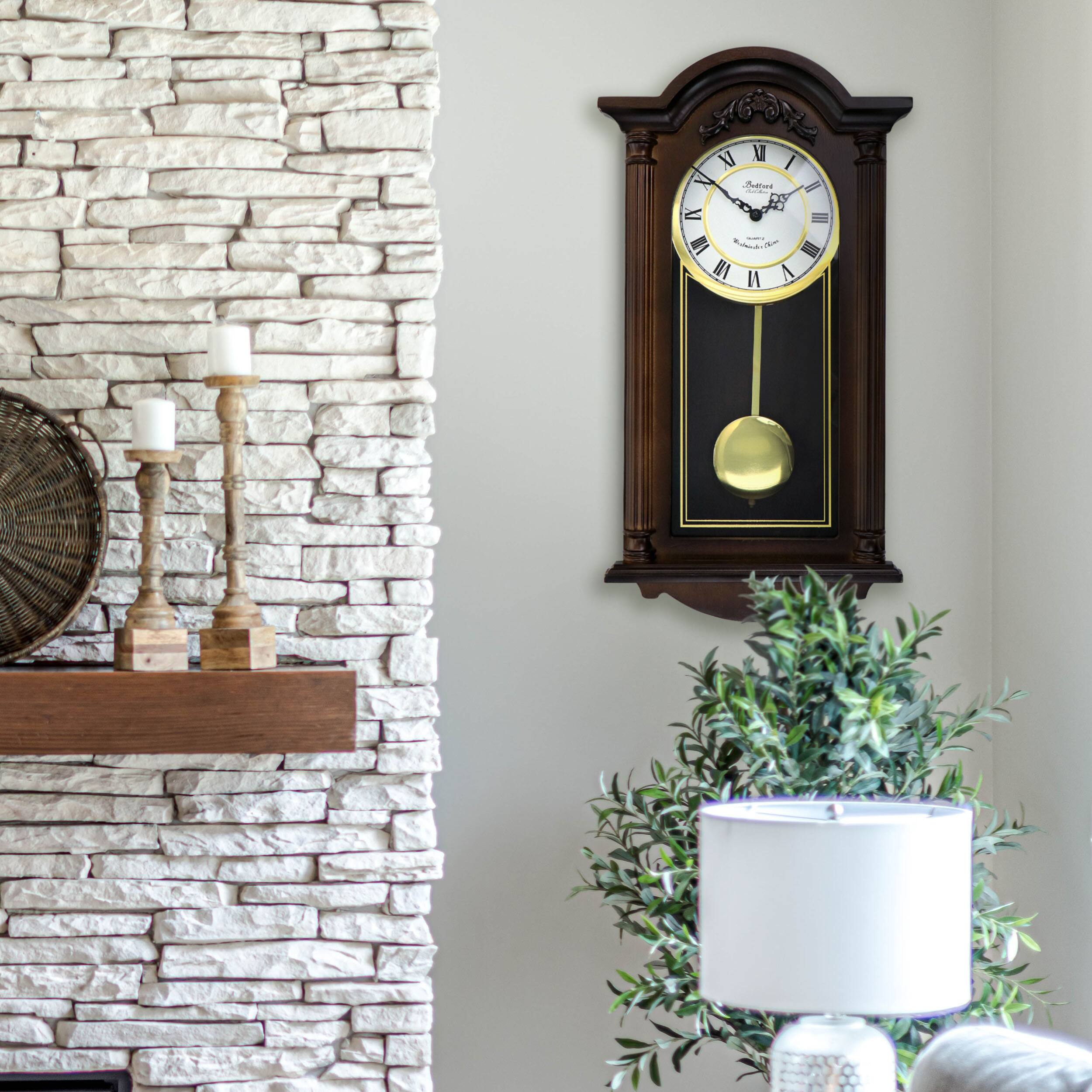 Alt View 5. Bedford Clock Collection - Bedford Clock Collection Noah 22 Inch Chestnut Wood Chiming Pendulum Wall Clock - Brown.