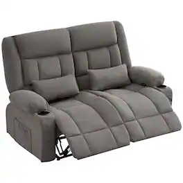 Boyel Living - Oversized Manual Recliner Loveseat with Cup Holders Side Pocket Ergonomic for Living Room - Gray
