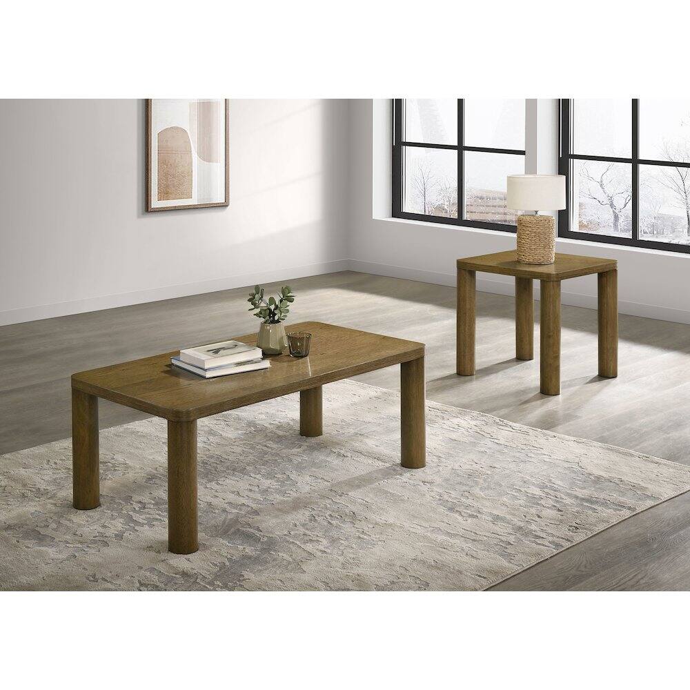 Alt View 4. Coaster Co. of America - Castlewood Engineered Wood Cocktail Coffee Table Brown Oak - Brown Oak.