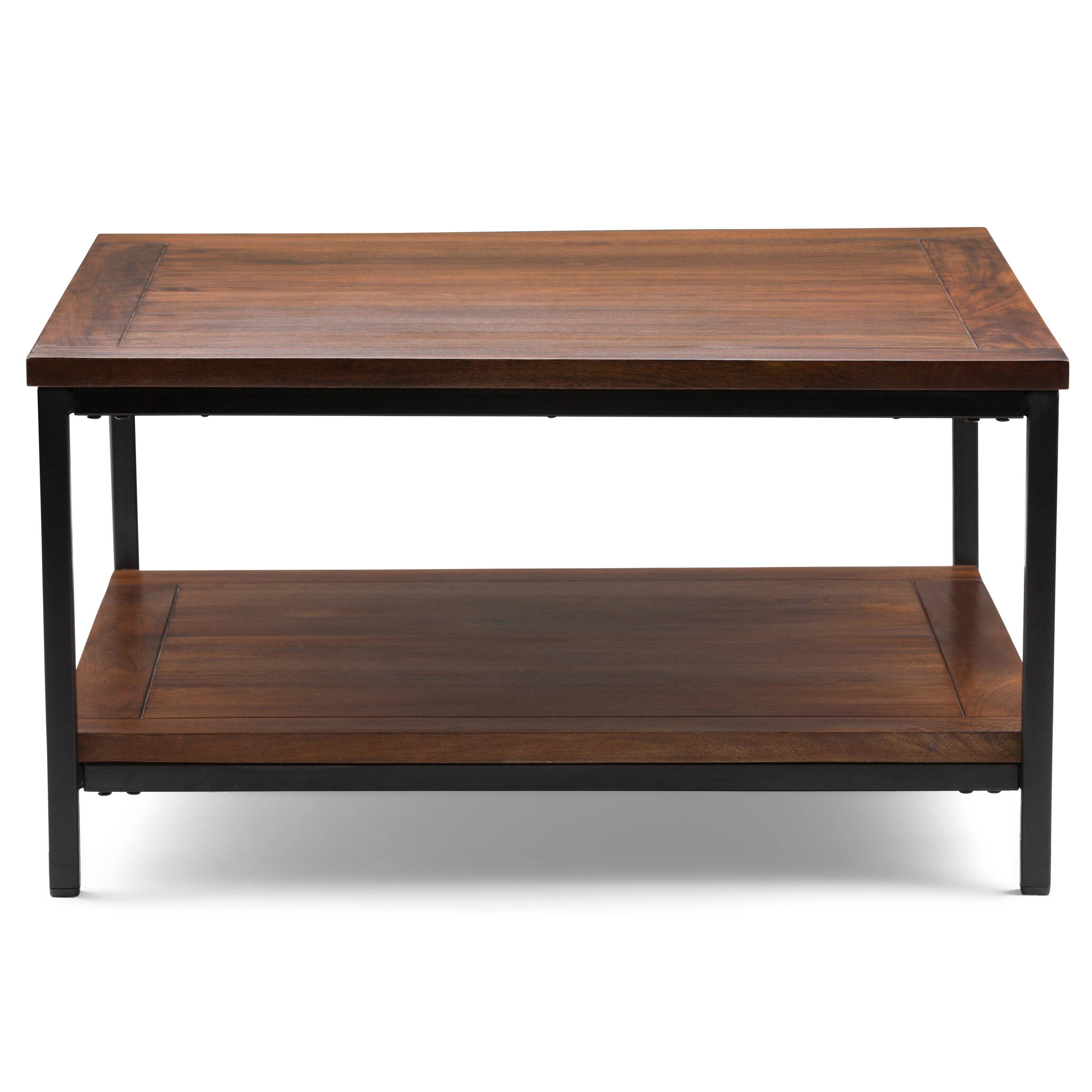 Angle. Simpli Home - Skyler 34 inch Coffee Table with 22 inch End Tables (Set of 3) - Dark Cognac Brown.