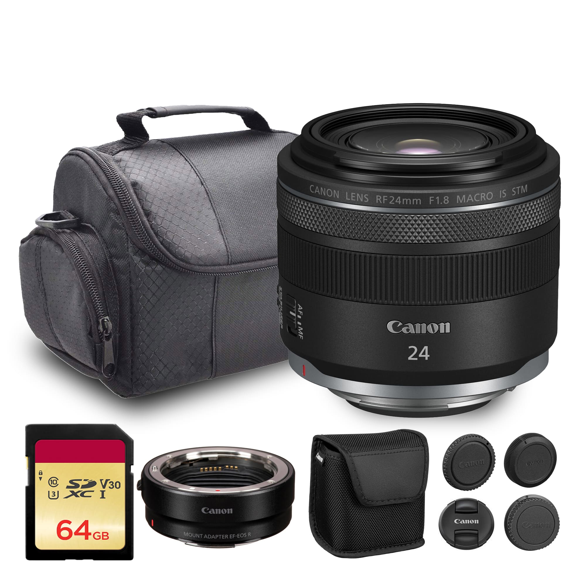 Canon - RF 24mm f/1.8 Macro IS STM Lens (5668C002) + Adapter EF-EOS R + 64GB Card - Black price history on PriceWatchPro