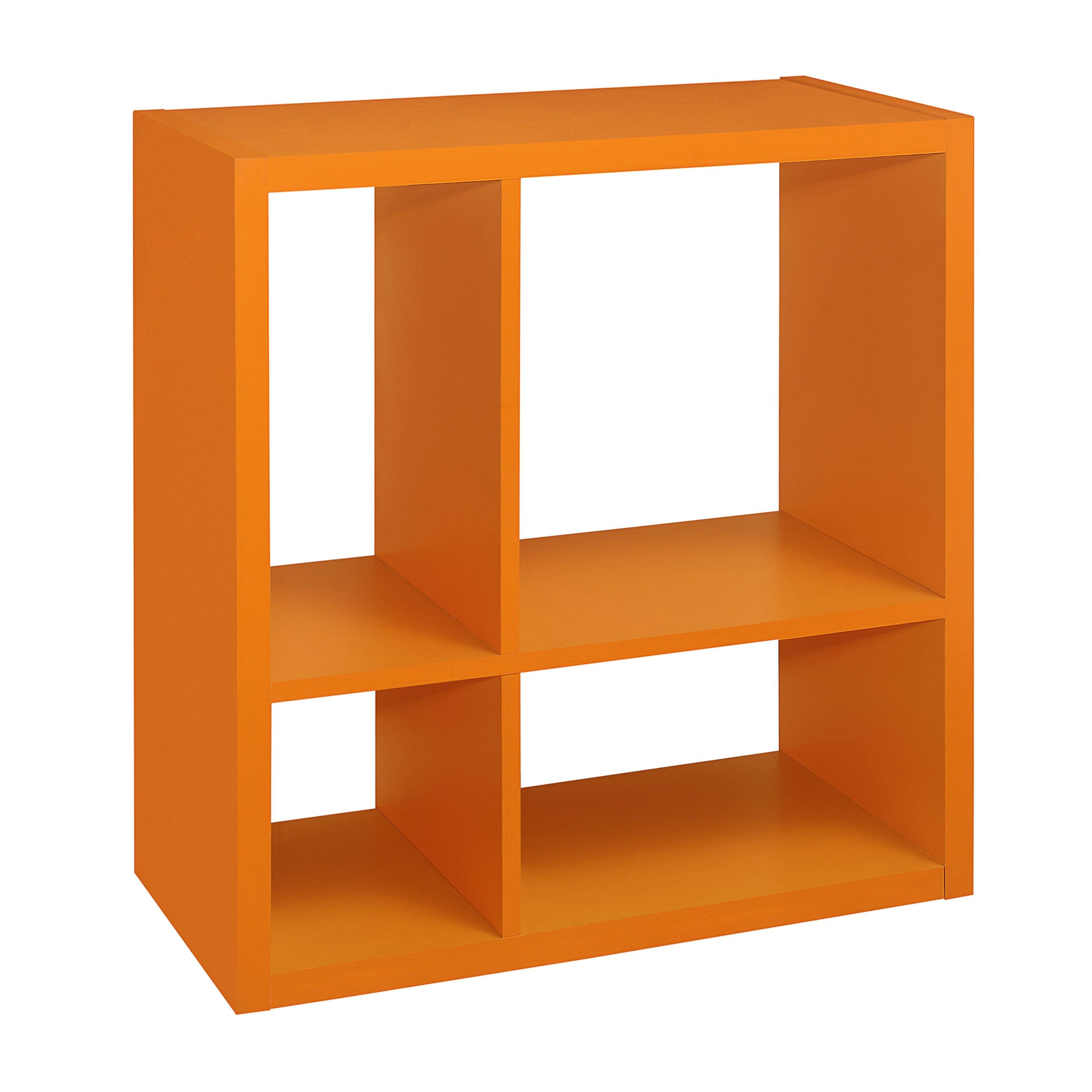 Angle. Kings Brand Furniture - Kings Brand Furniture Katelyn 4-Cube Bookcase/Organizer, Orange - Orange.