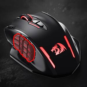 Left. REDRAGON - M913 Wireless RGB MMO Gaming Mouse 16000 DPI Remapping Keys - Black.