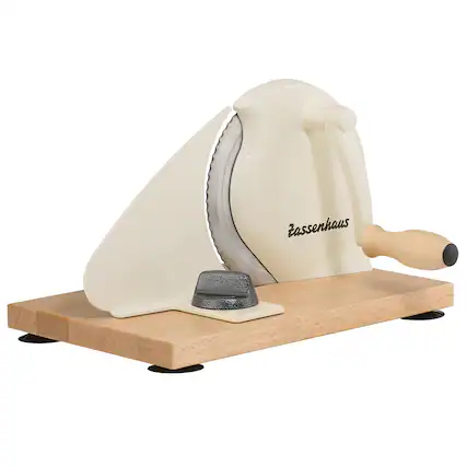 Front. Zassenhaus - Manual Bread Slicer, Hand Crank Home Bread Slicer, 11.75" x 8", Cream - Cream.