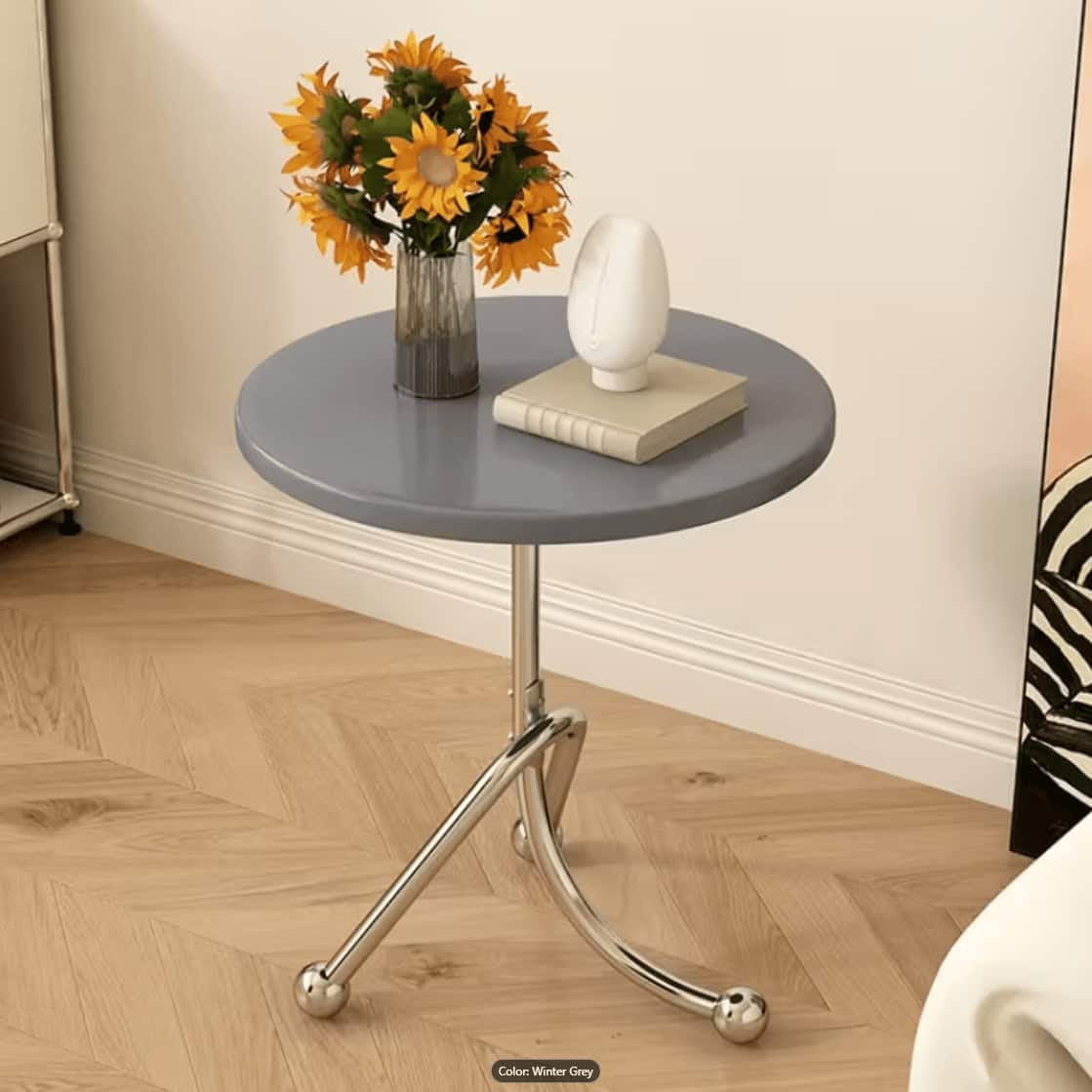 WG - Stainless Steel Round Table for Living Room Coffee Shop Milk Tea Shop Creative Balcony Casual Tea Table - Gray