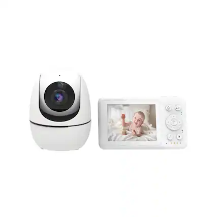 Front. bonoch - mini 640P cavy baby monitor with Video Camera and 3.2'' Display Screen Audio No WiFi Auto Night Vision - White.