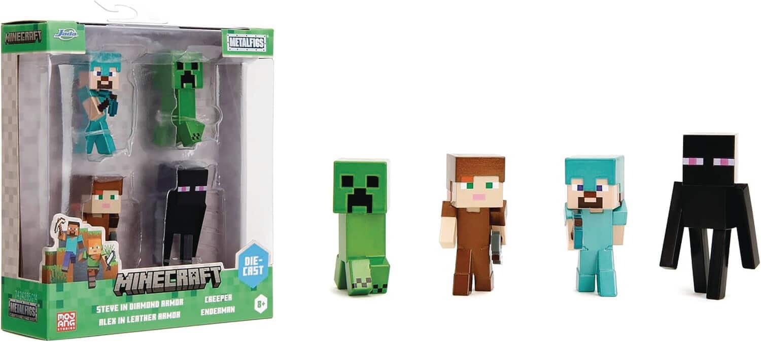 Jada Toys - Minecraft - MetalFigs - 2.5" Diecast Figure 4-Pack (Steve, Alex, Creeper, Enderman) - COLLECTABLES - Multicolor