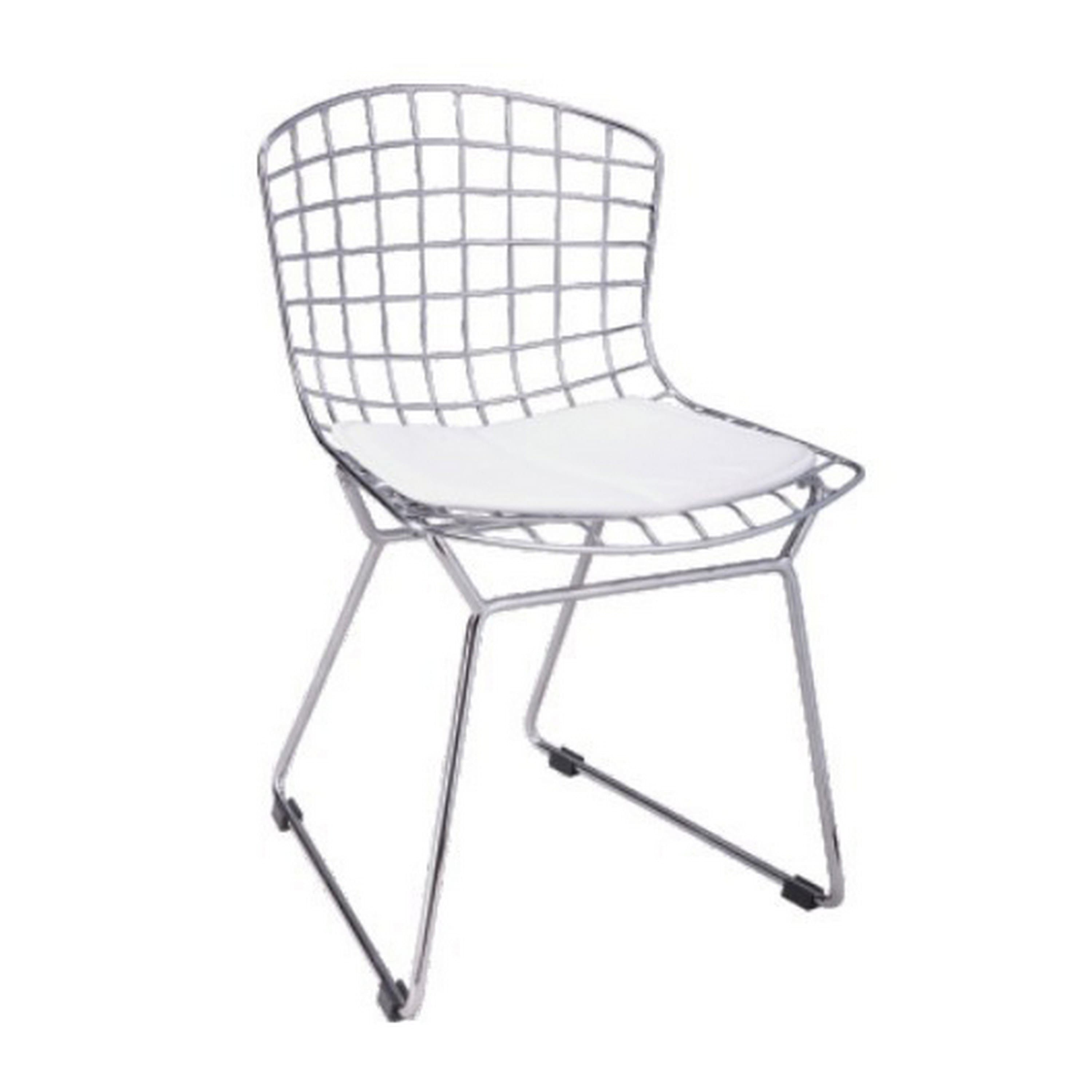Manhattan Lane - Kids Shuttle Chair Set of 2, Faux Leather, Mesh Chrome Metal - Chrome, White