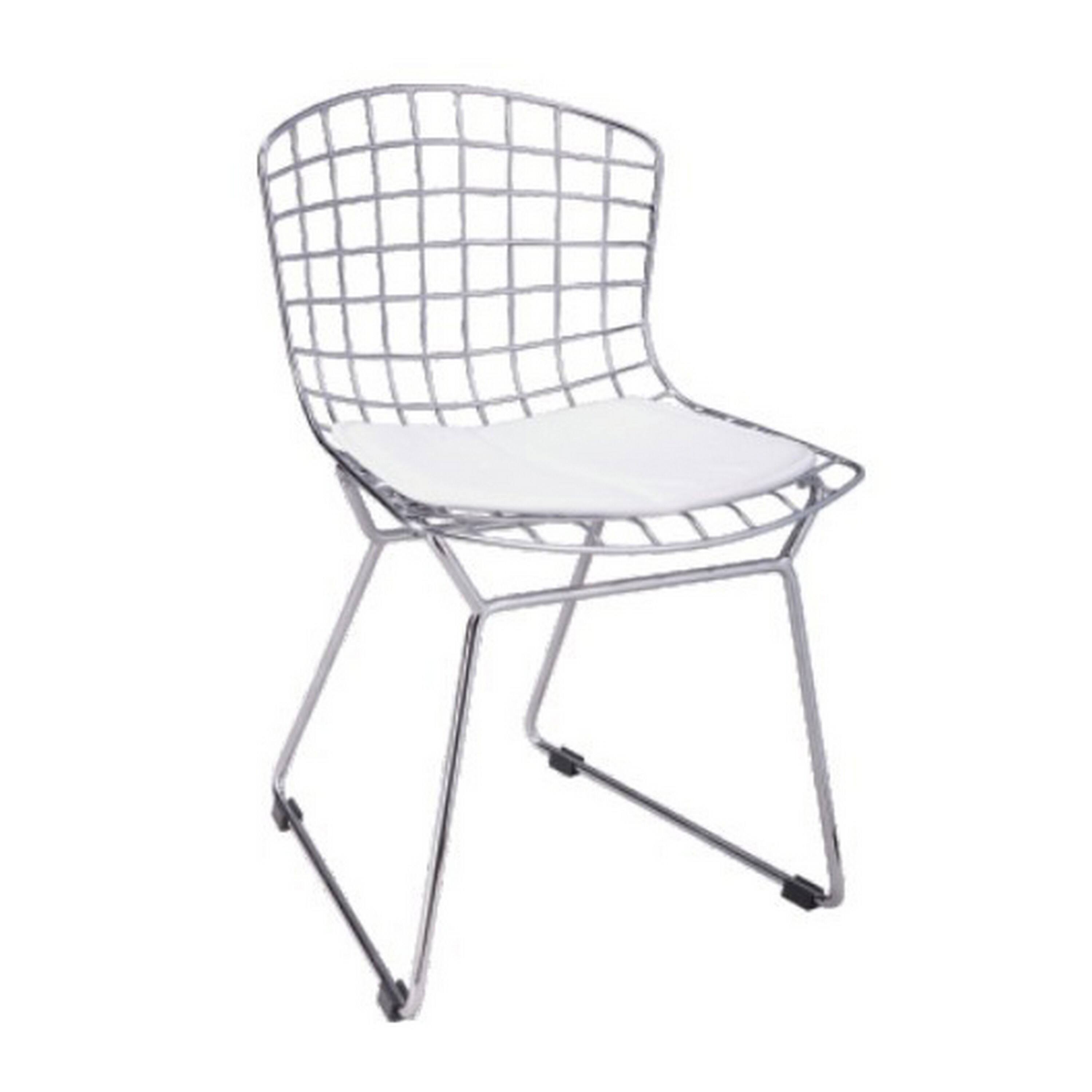 Front. Manhattan Lane - Kids Shuttle Chair Set of 2,  Faux Leather, Mesh Chrome Metal - Chrome, White.