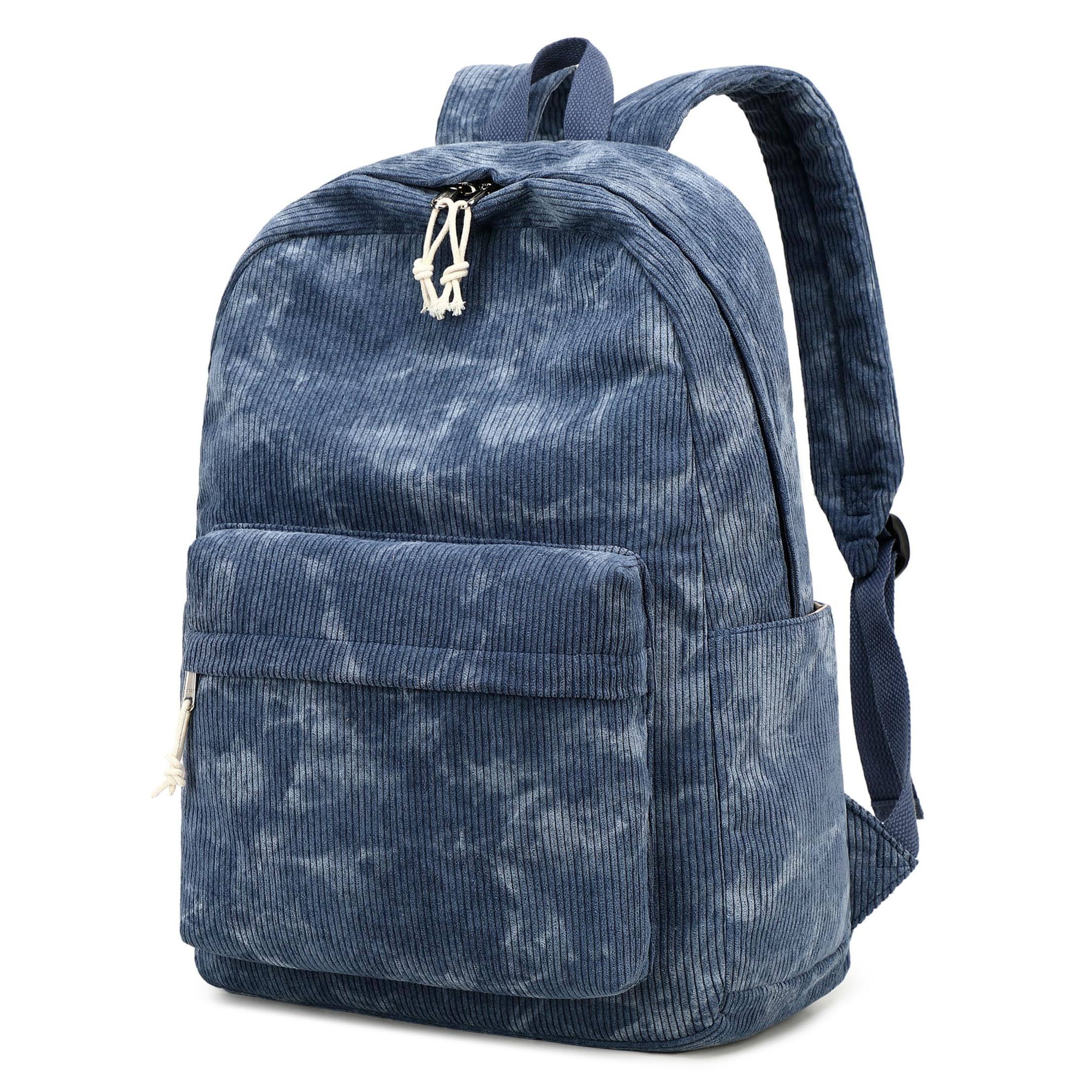 Live At Space - School Backpack For Teens Large Corduroy Bookbag Lightweight 17 Inch Laptop Bag Women Casual High College corduroy - Blue