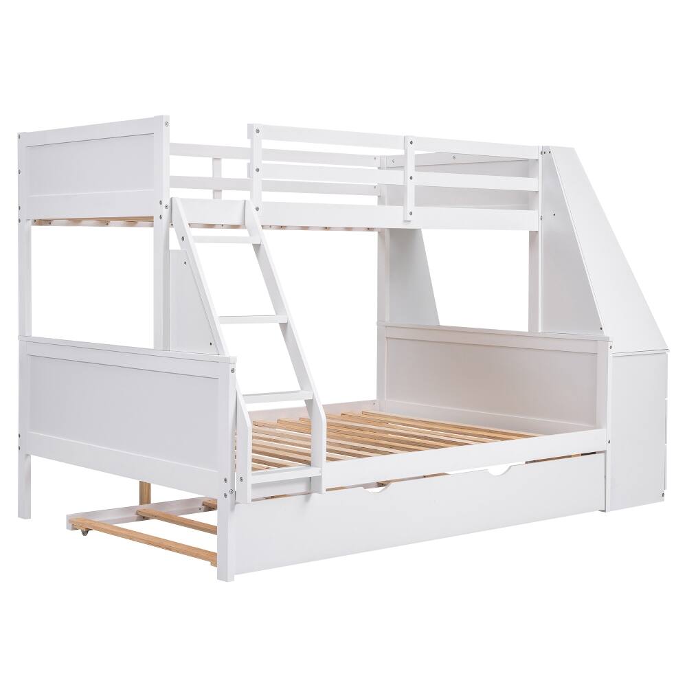 Alt View 10. Loheer - Loheer Twin Over Full Bunk Bed with Trundle Desk Storage White - White.